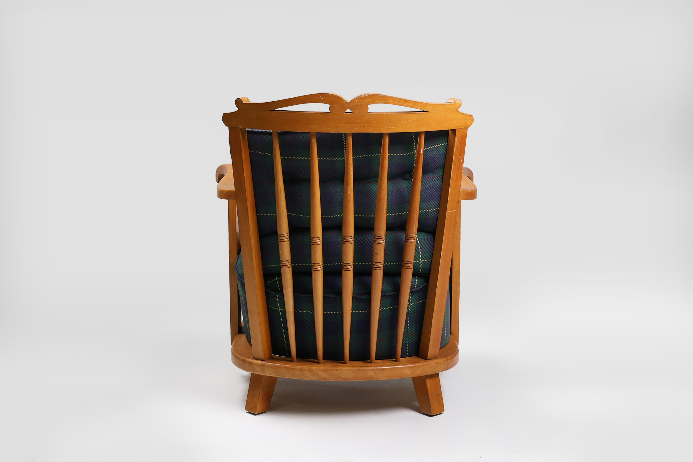 Art Deco easy chair with exceptional crafted frame in beech wood, Belgium ca. 1940thumbnail